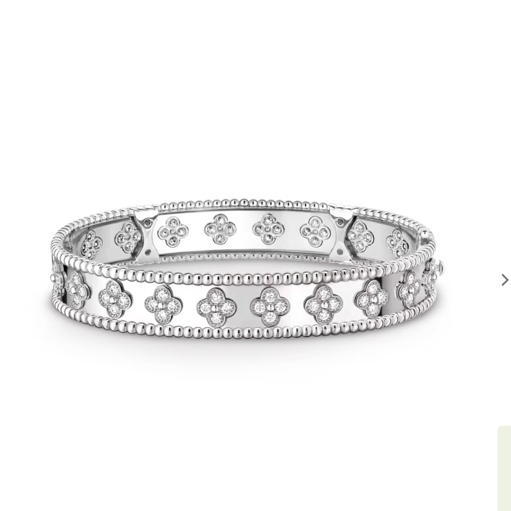 Van Cleef & Arpels Perlée Clovers Bracelet in 18k White Gold with Diamonds